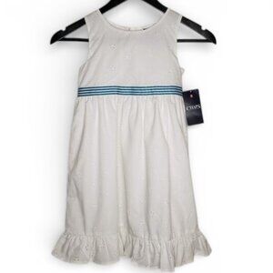 NWT Chaps Embroidered Floral Sunday Dress Girl's Eyelet Sleeveless Flared 6